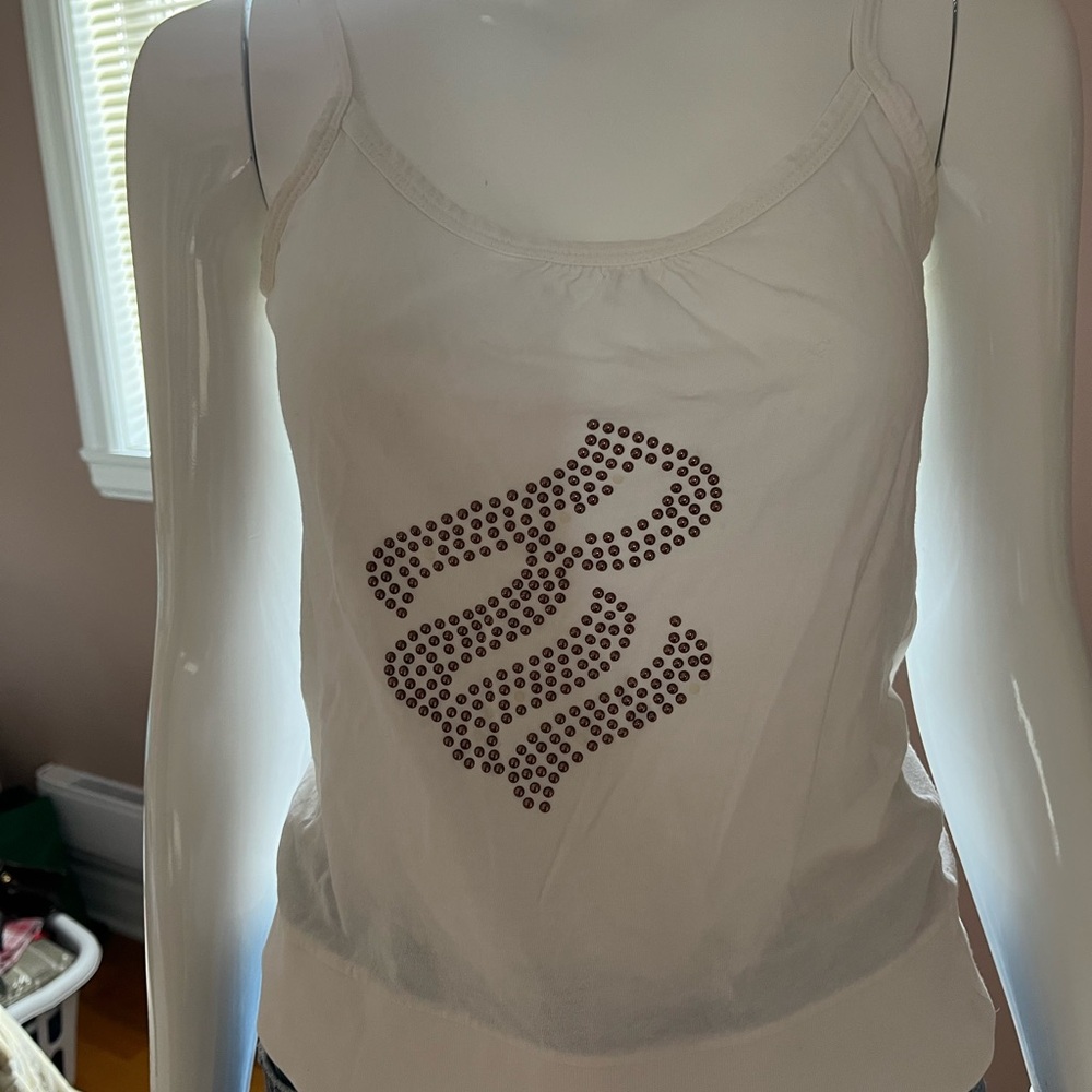 2/$15 - Rica wear White Fitted Embellished Tank Top